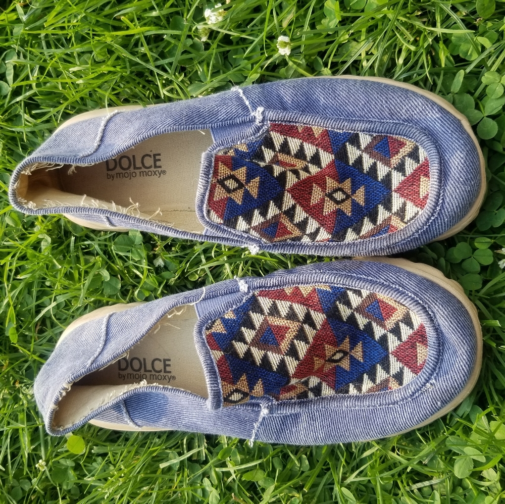 Denim moccasin slip on 8.5